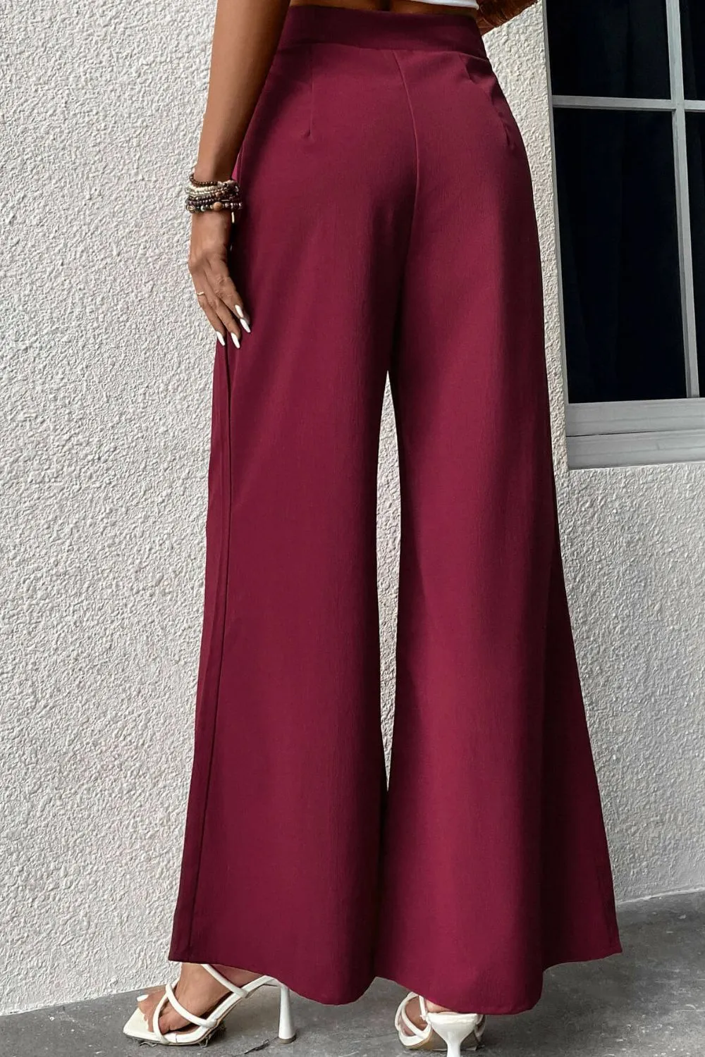 Elegant Tie Front Wide Leg Resort Pants