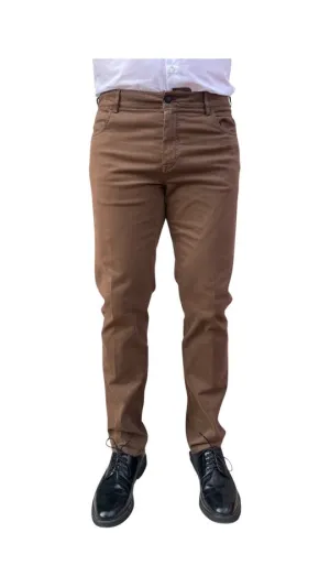 ELEVENTY Brown Brushed cotton pant