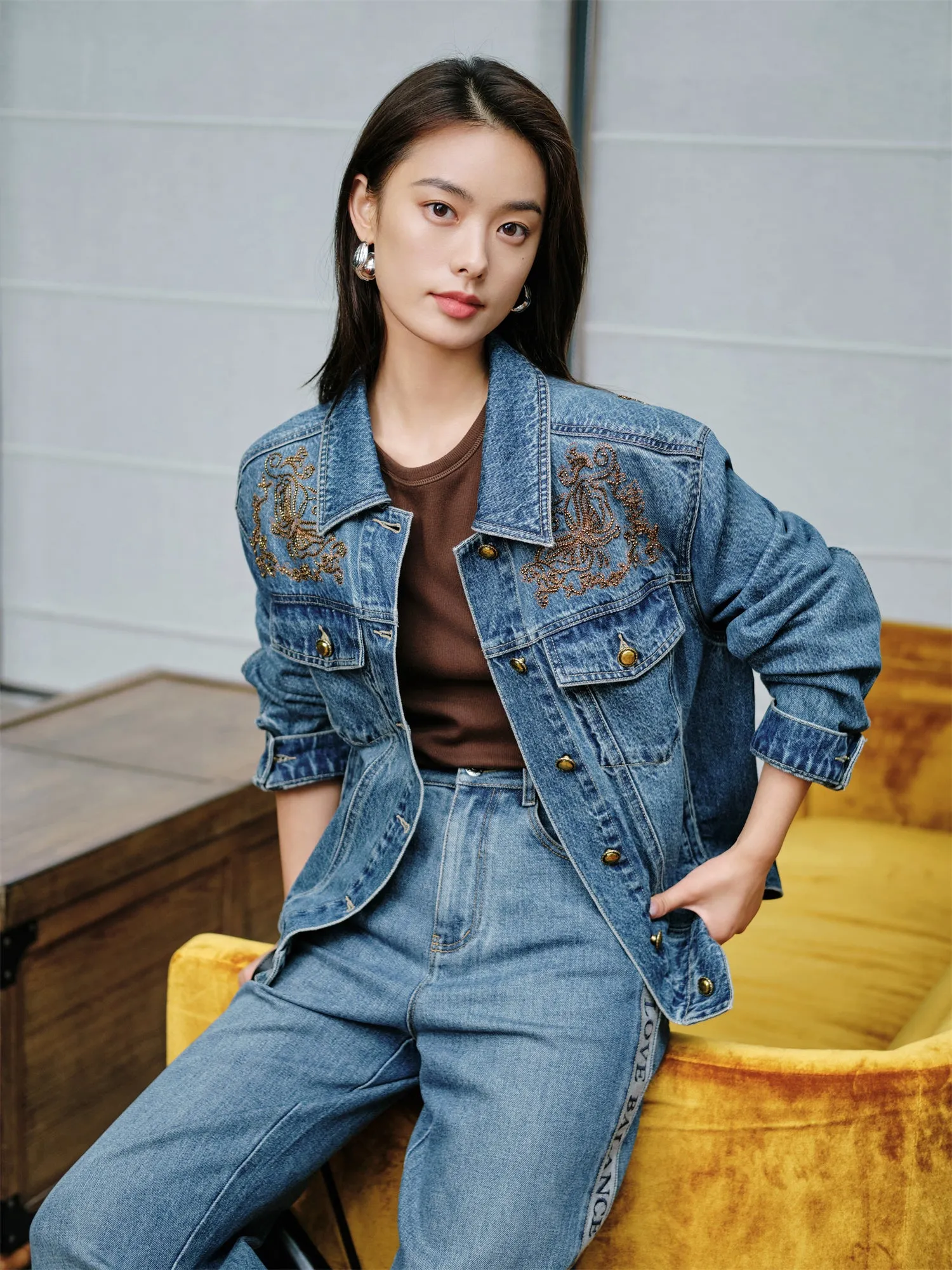 EP YAYING Retro Denim Jacket