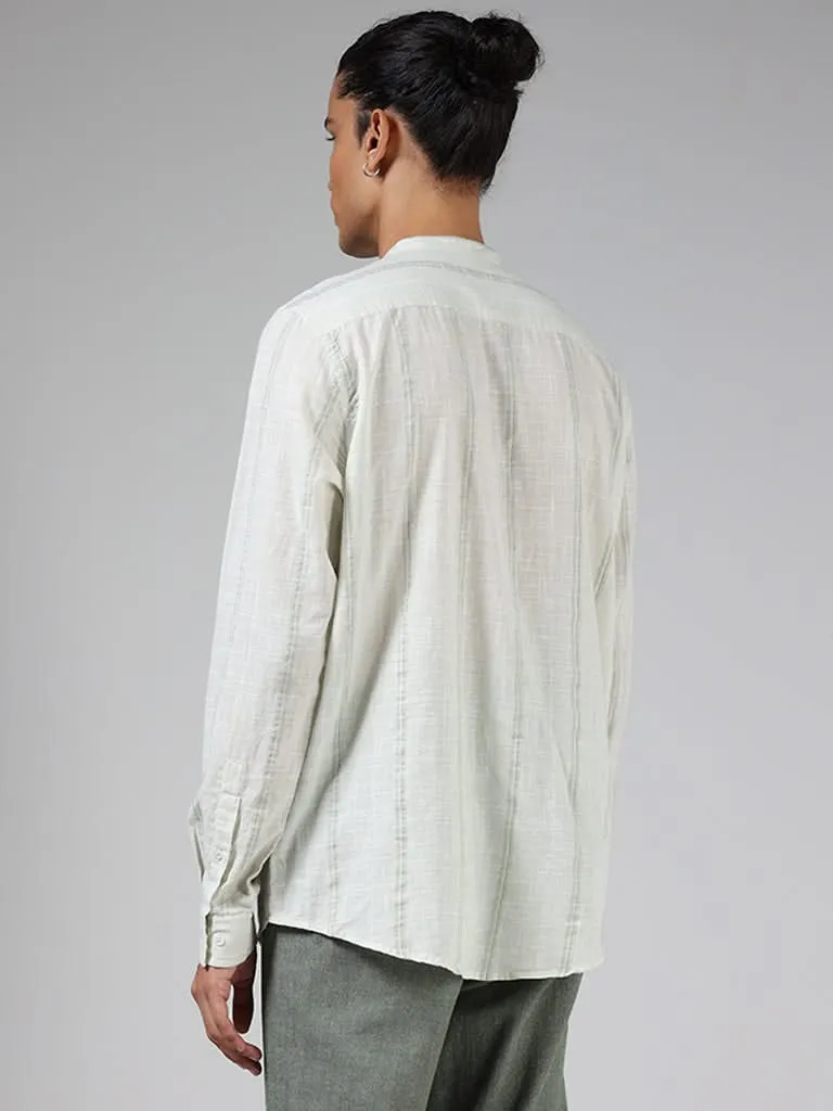 ETA Sage Green Striped Cotton Resort-Fit Shirt