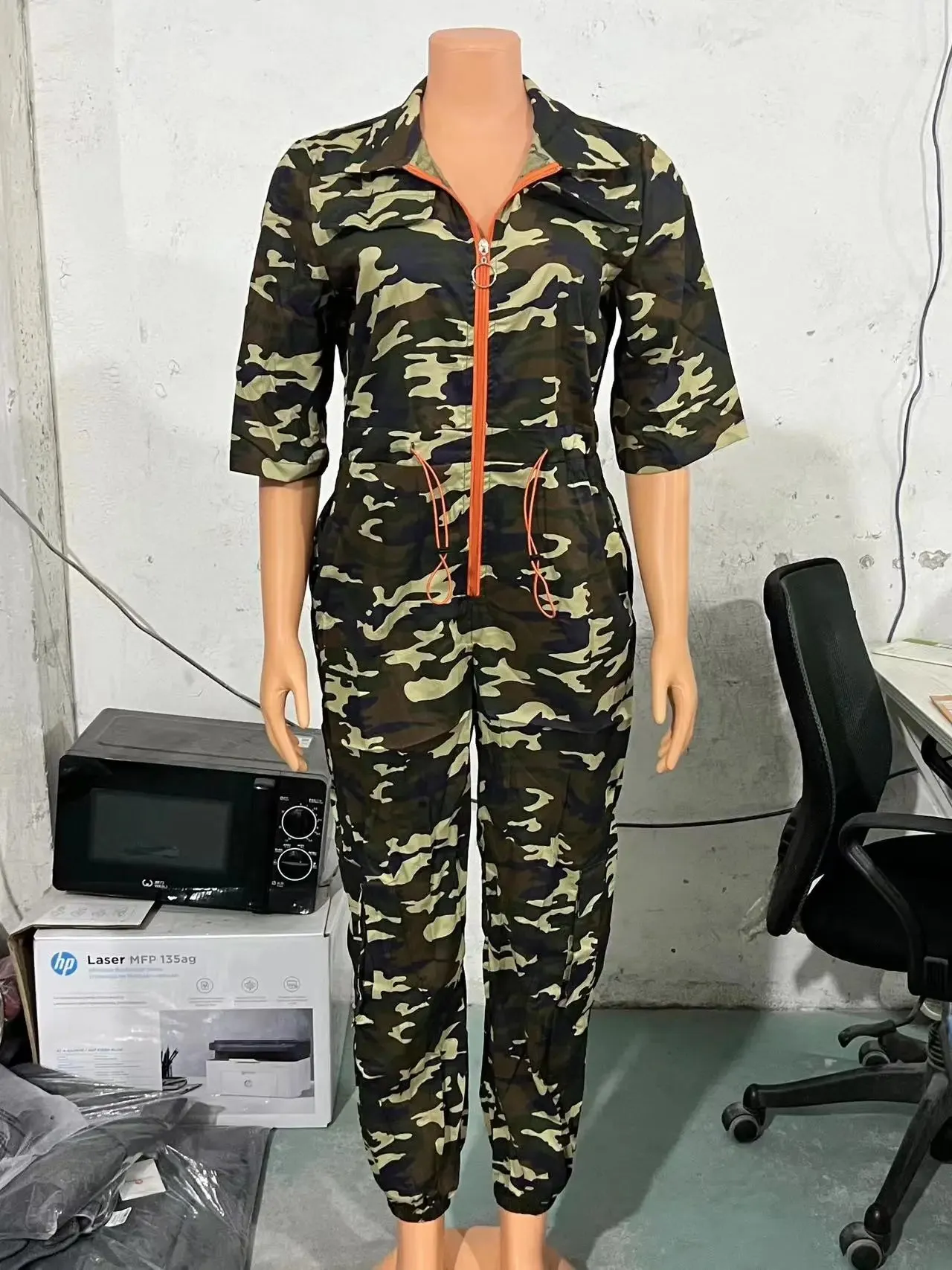 Fashion Jumpsuits for Woman 2024 Summer Camouflage Print Zipper Pocket Design Casual One Pieces Jumpsuit Streetwear Y2K Clothing