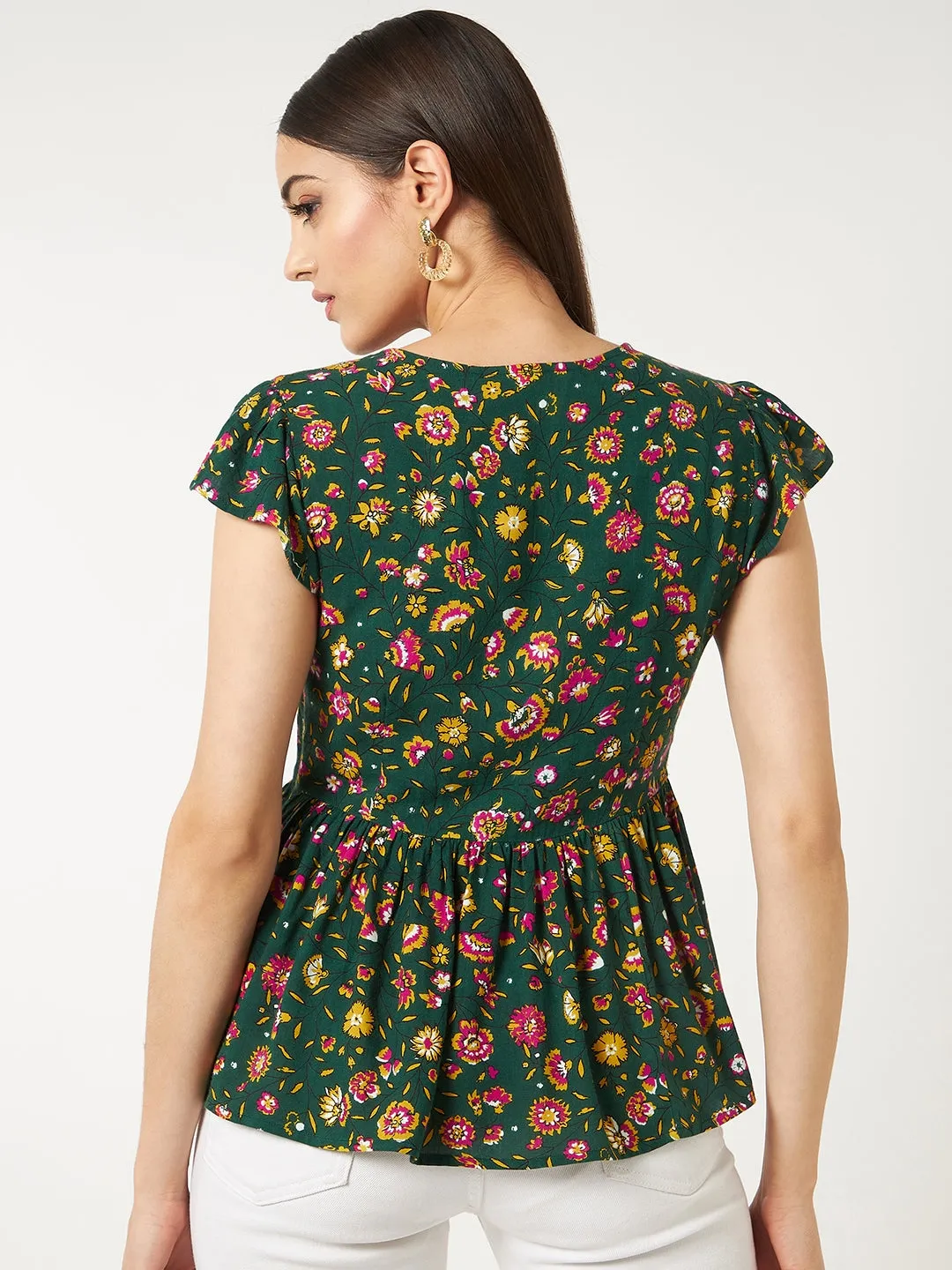 Floral Printed Peplum Top