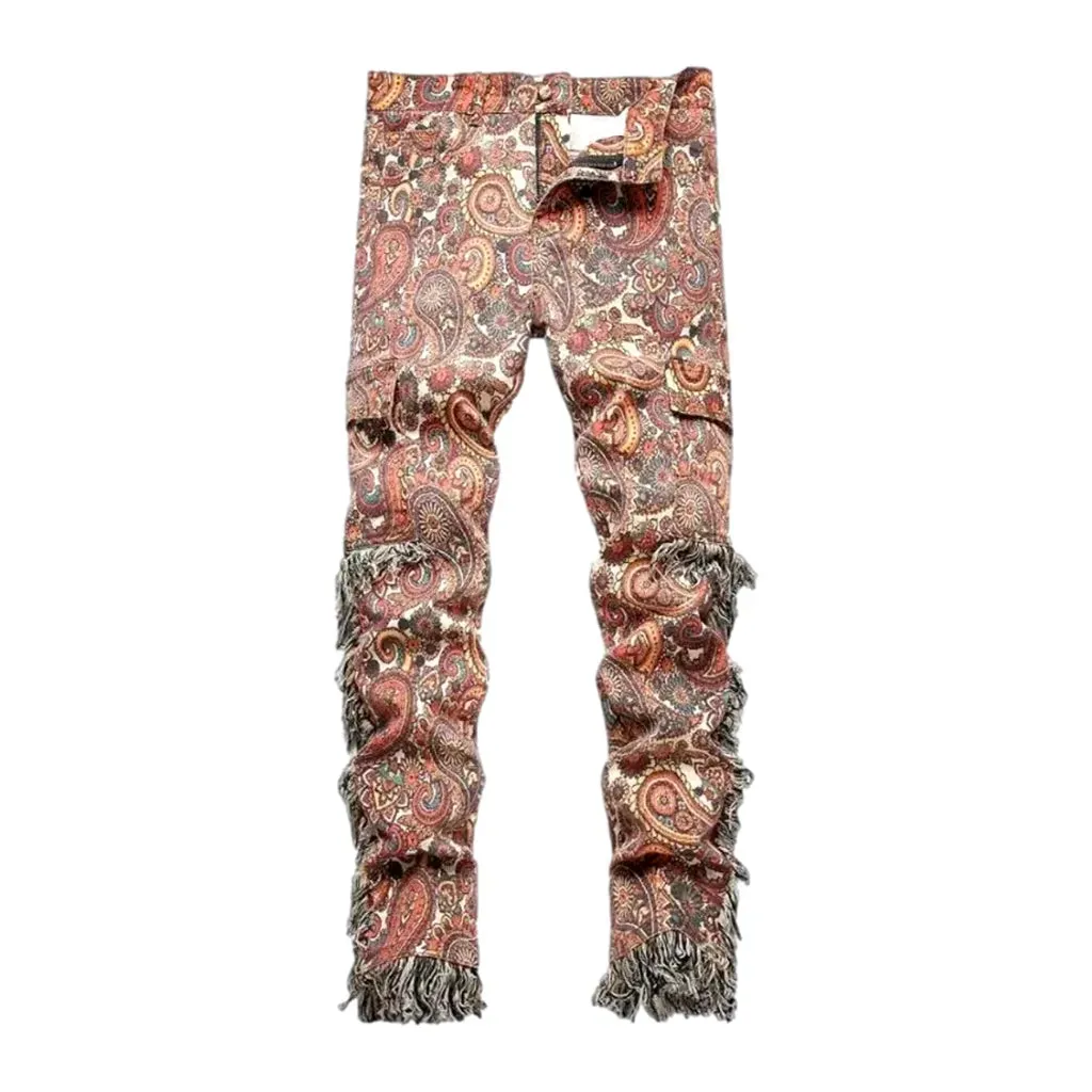 Fringe pattern boho men's denim