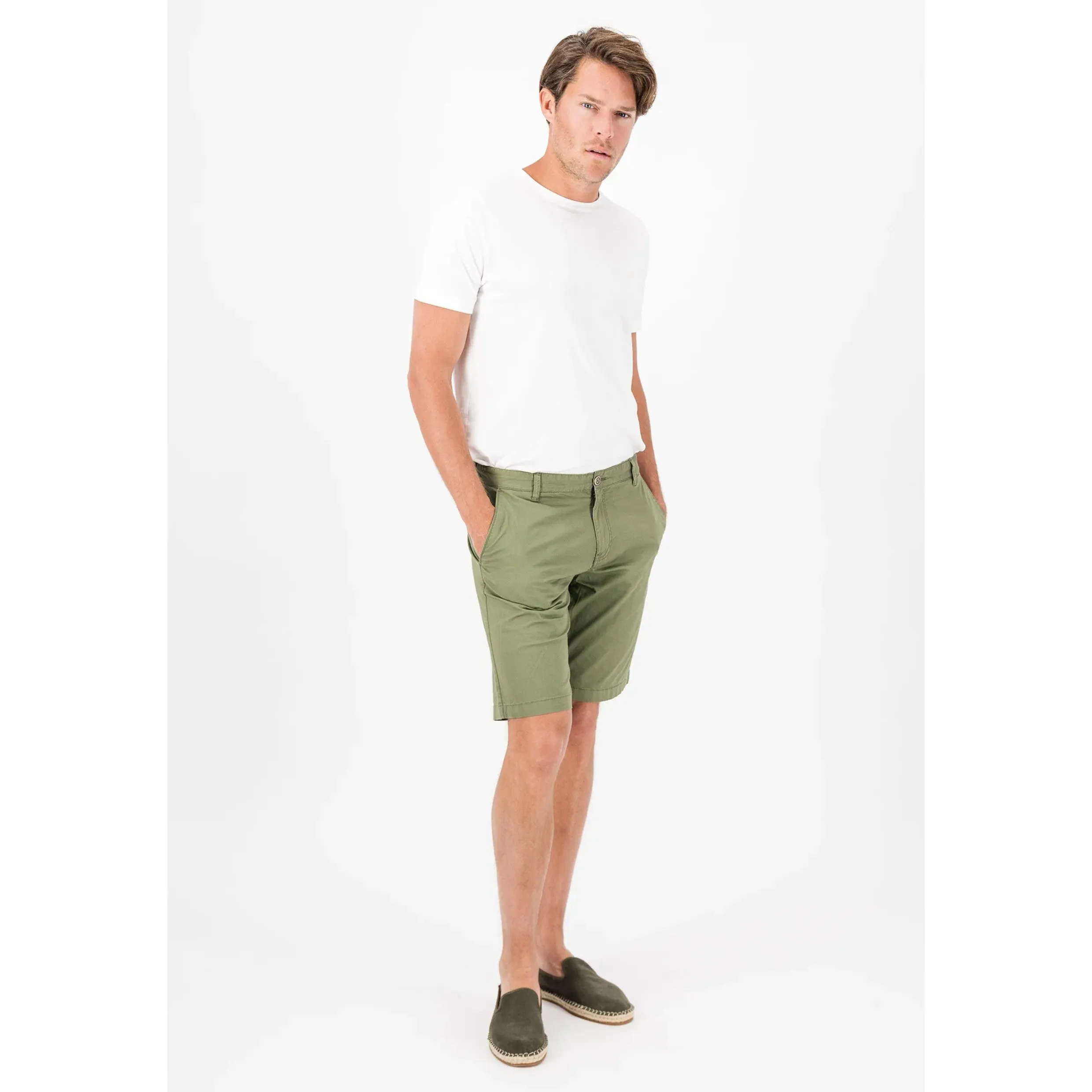 Fynch-Hatton Casual Fit Stretch Chino Shorts 14132810 Dusty Olive