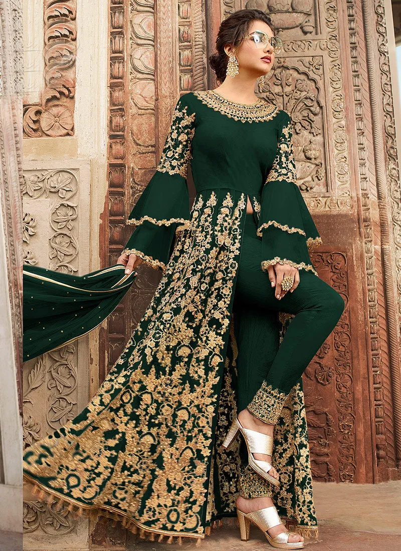 Green Overall Embellished Lehenga/Pant Suit