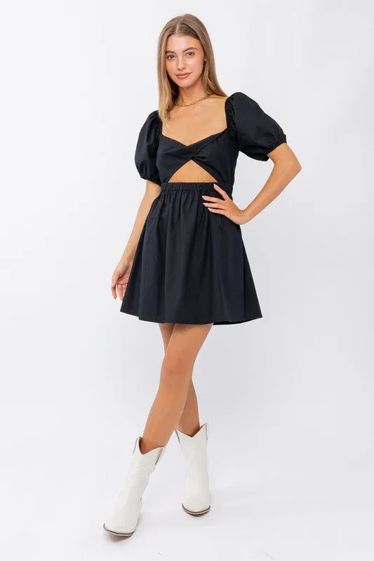 HALF SLEEVE TWISTED FRONT DRESS