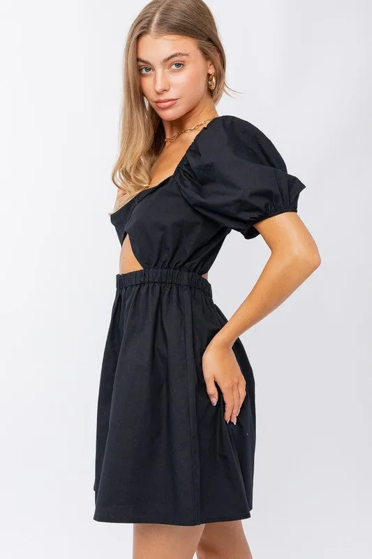 HALF SLEEVE TWISTED FRONT DRESS