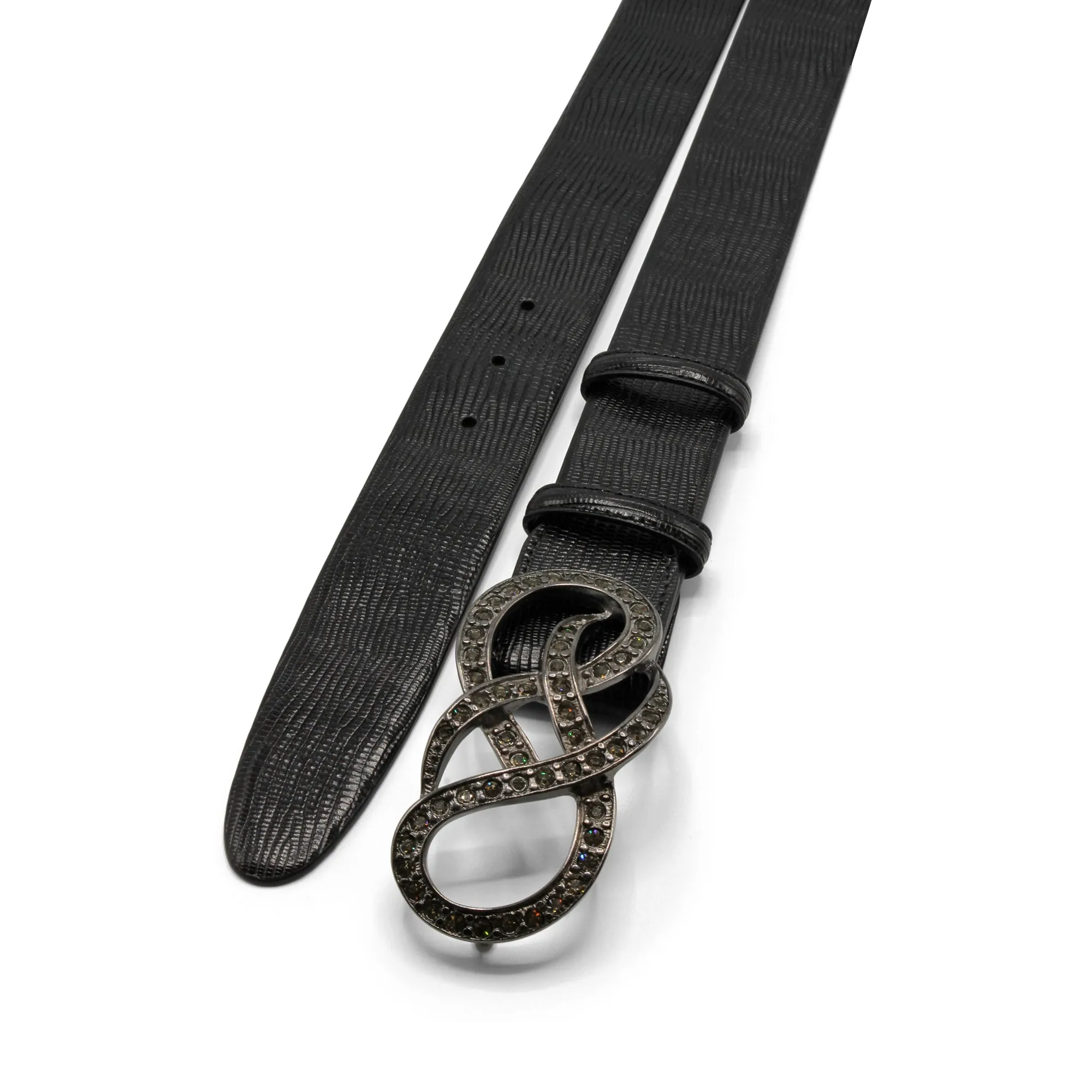 Hepburn Black Lucertola Crystal Bow Belt