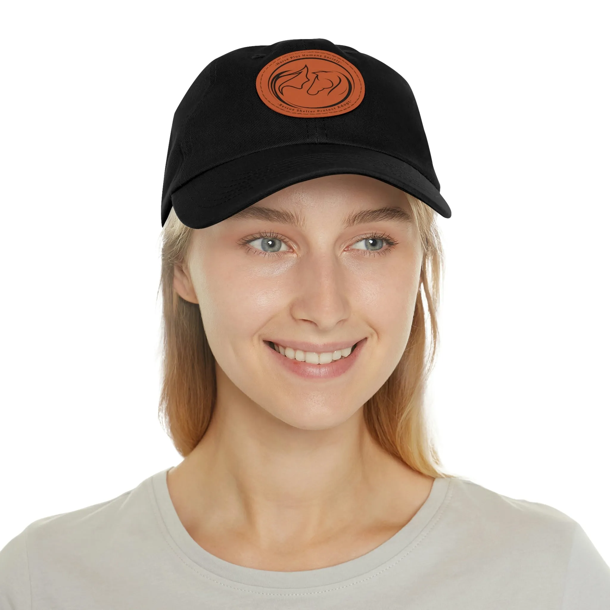 Horse Girl Cap with Leather Patch (Round)