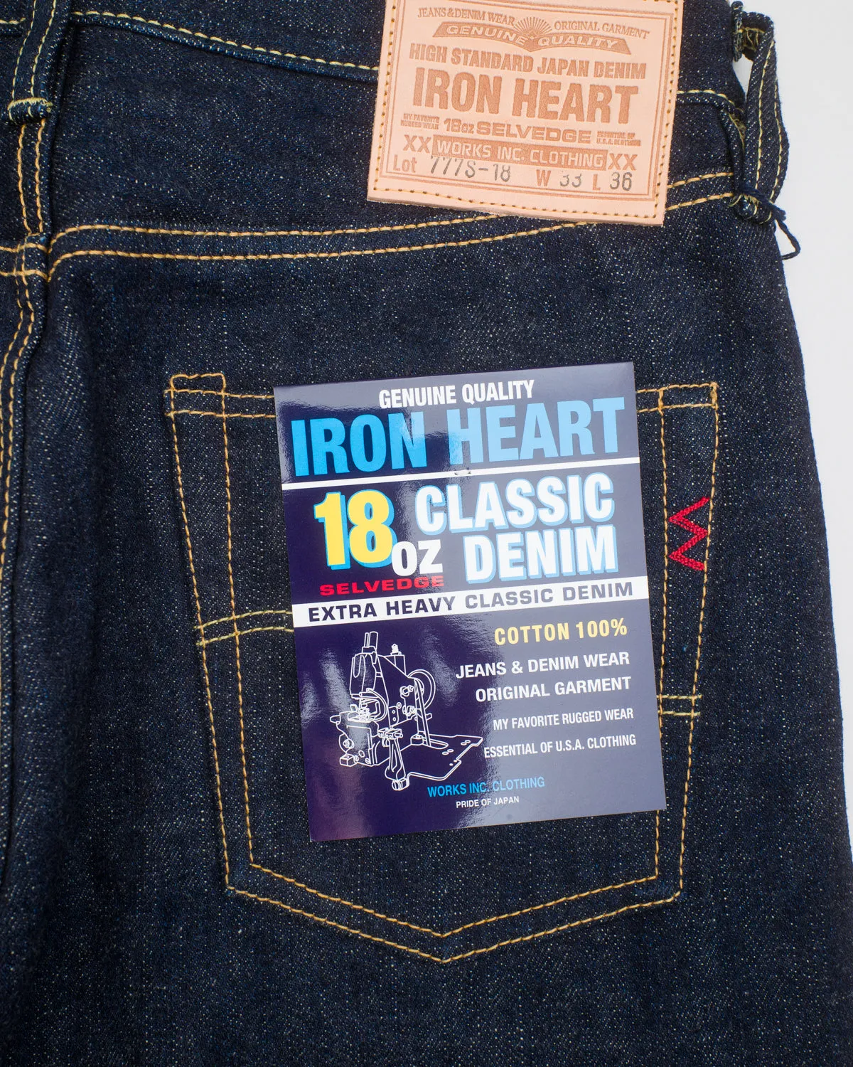 IH-777S-18 - 18oz Vintage Selvedge Denim Slim Tapered Cut Jeans - Indigo