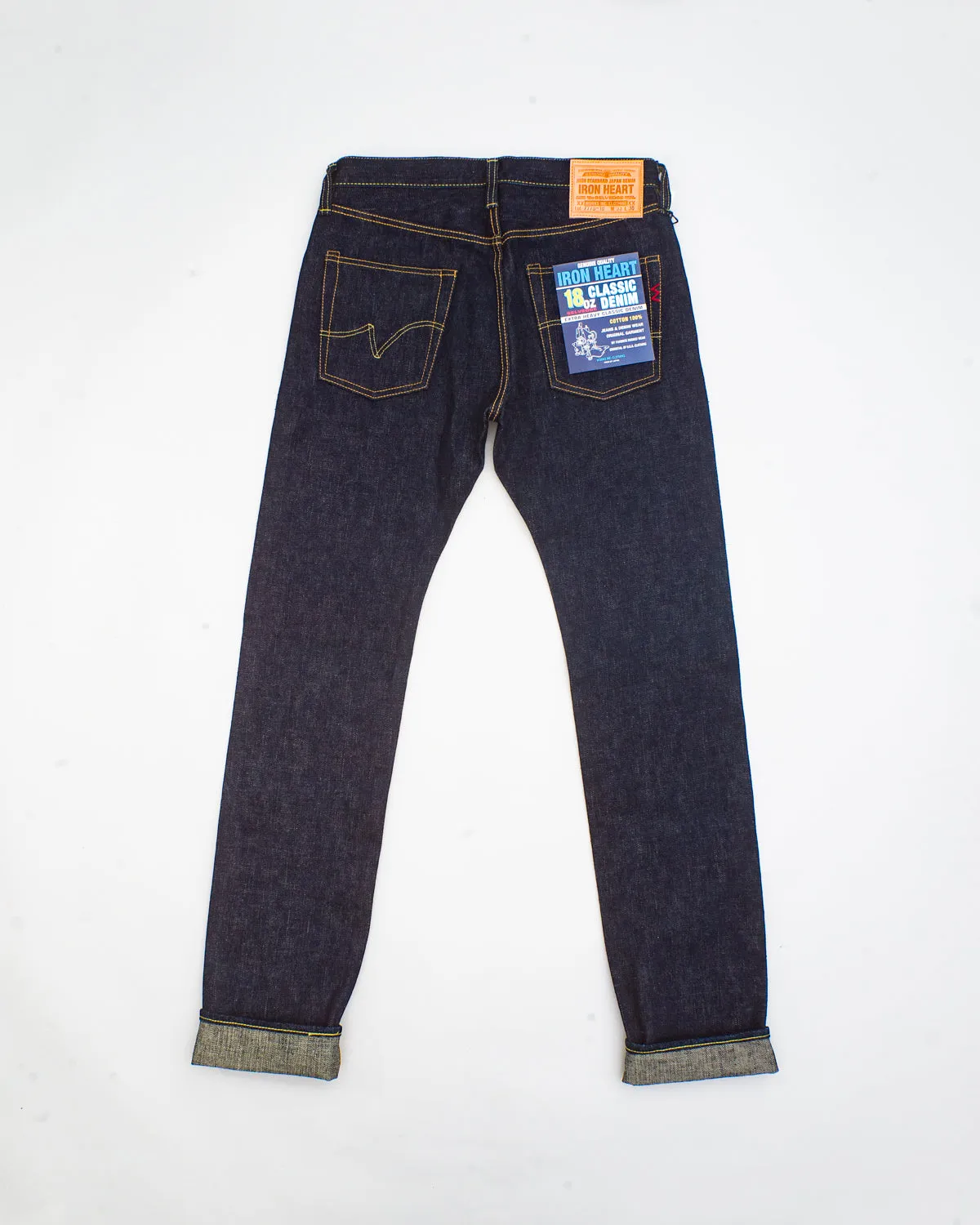 IH-777S-18 - 18oz Vintage Selvedge Denim Slim Tapered Cut Jeans - Indigo