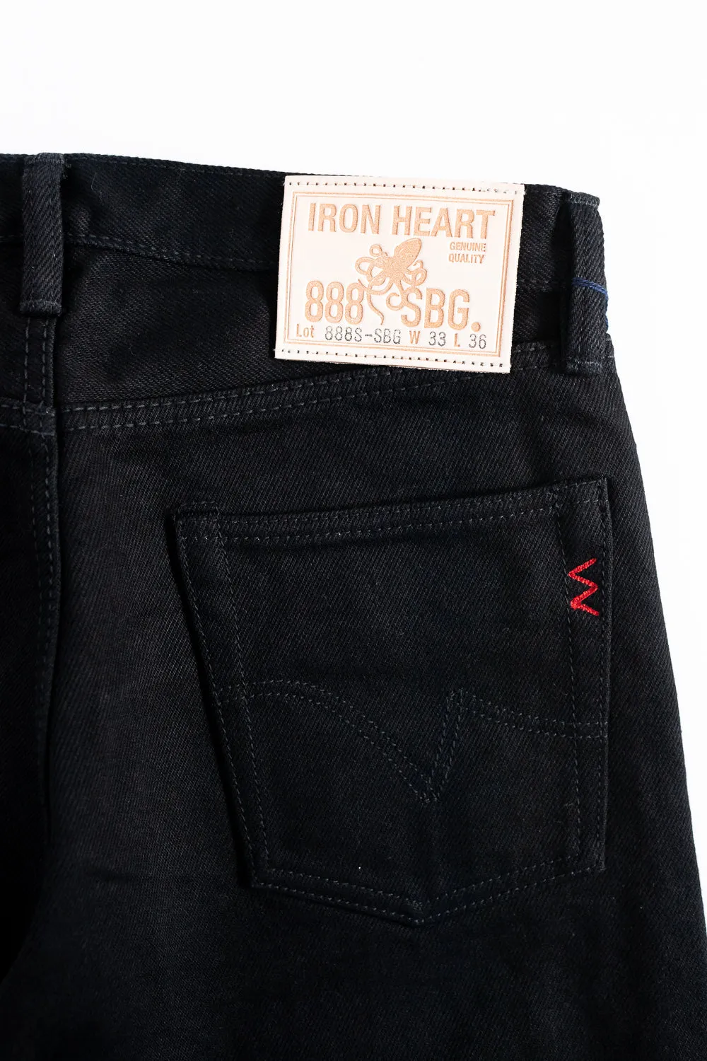 IH-888S-SBG - 21oz Selvedge Denim Medium/High Rise Tapered Cut Jeans - Superblack (Fades to Grey)