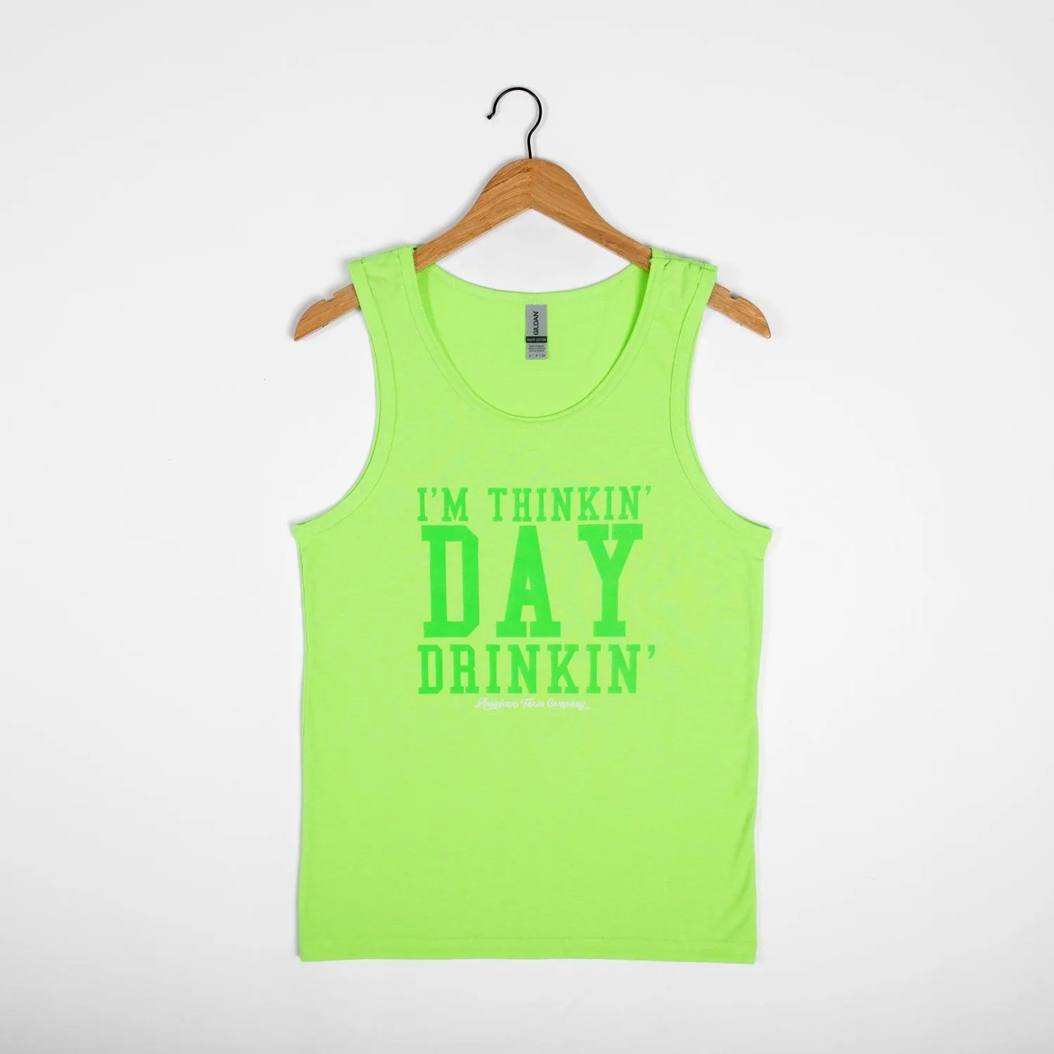 ‘I’m Thinkin’ Day Drinkin’ Neon Green Tank Top