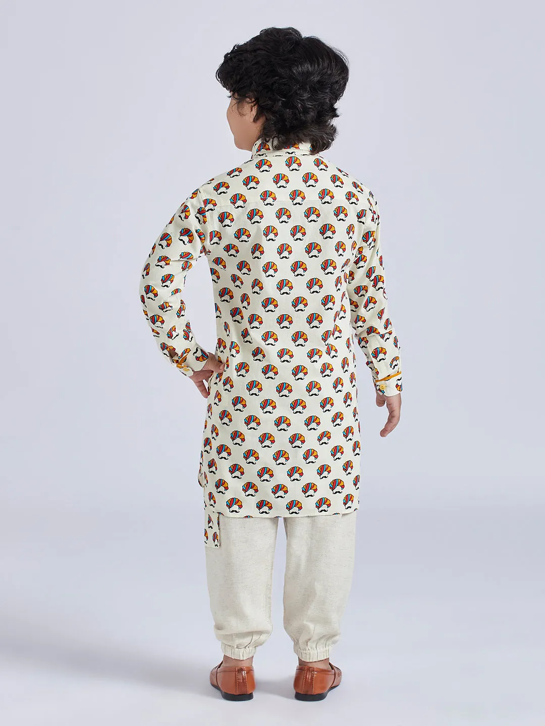 Jashvi Boys' Cream Kurta And Pyjama Set