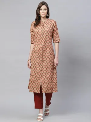 Jashvi Peach Cotton Flex Kurta