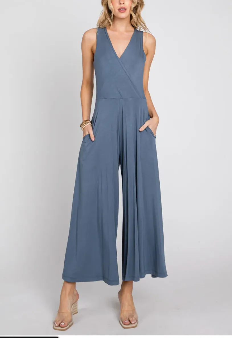 Jaylen Wrap Front Jersey Jumpsuit (Various Colors)