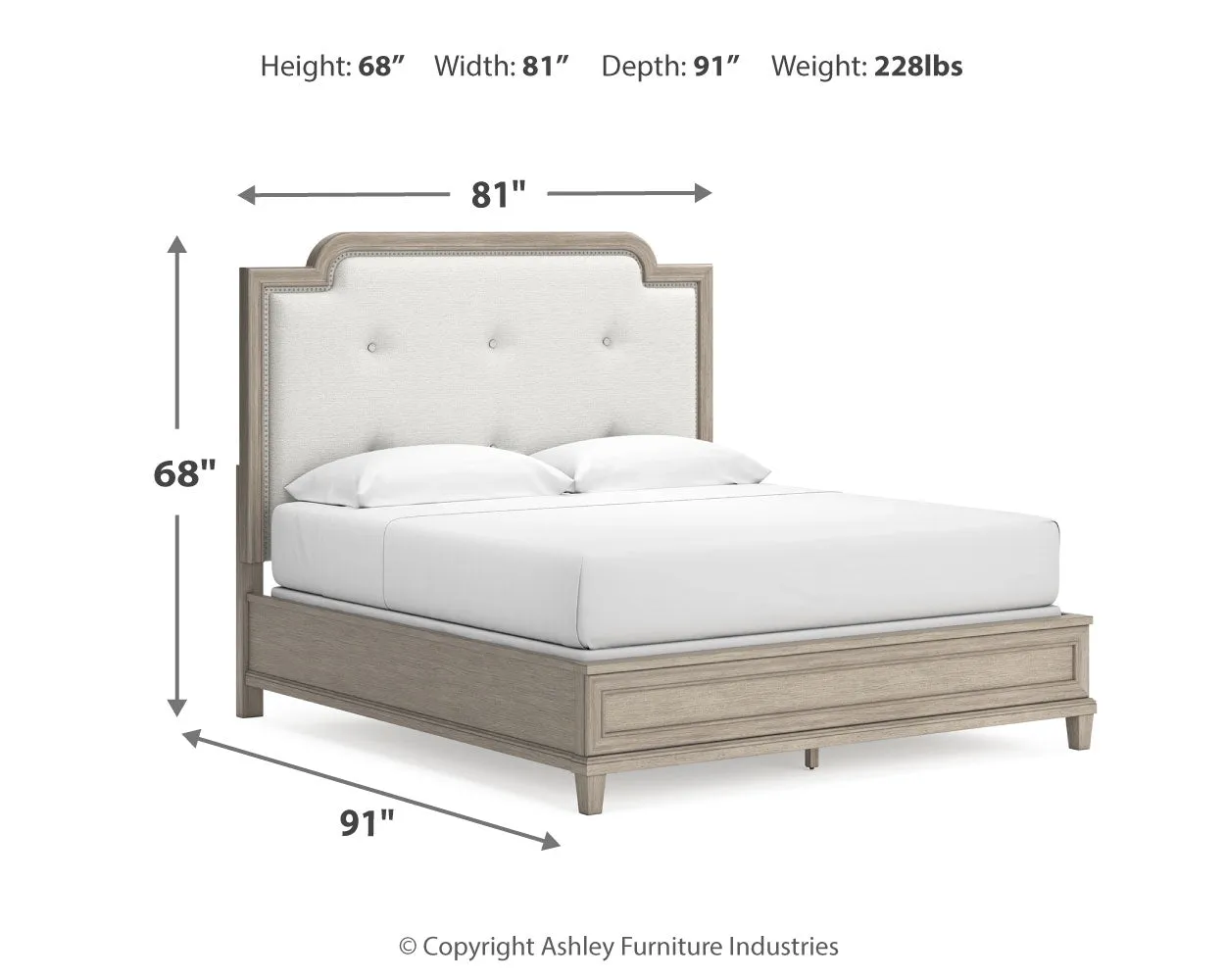 Jorlaina King Upholstered Panel Bed