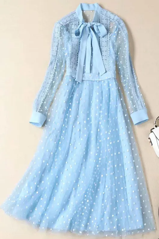 Kate Middleton Elegant Light Blue Lace Dress