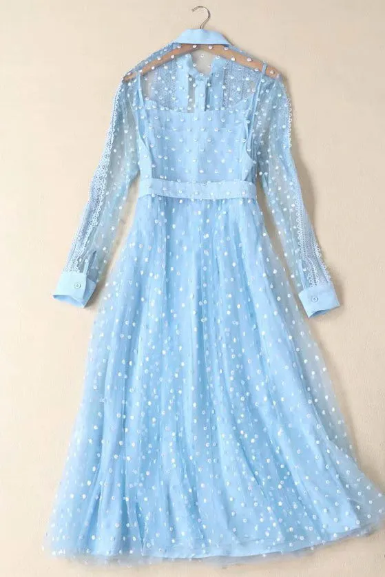 Kate Middleton Elegant Light Blue Lace Dress