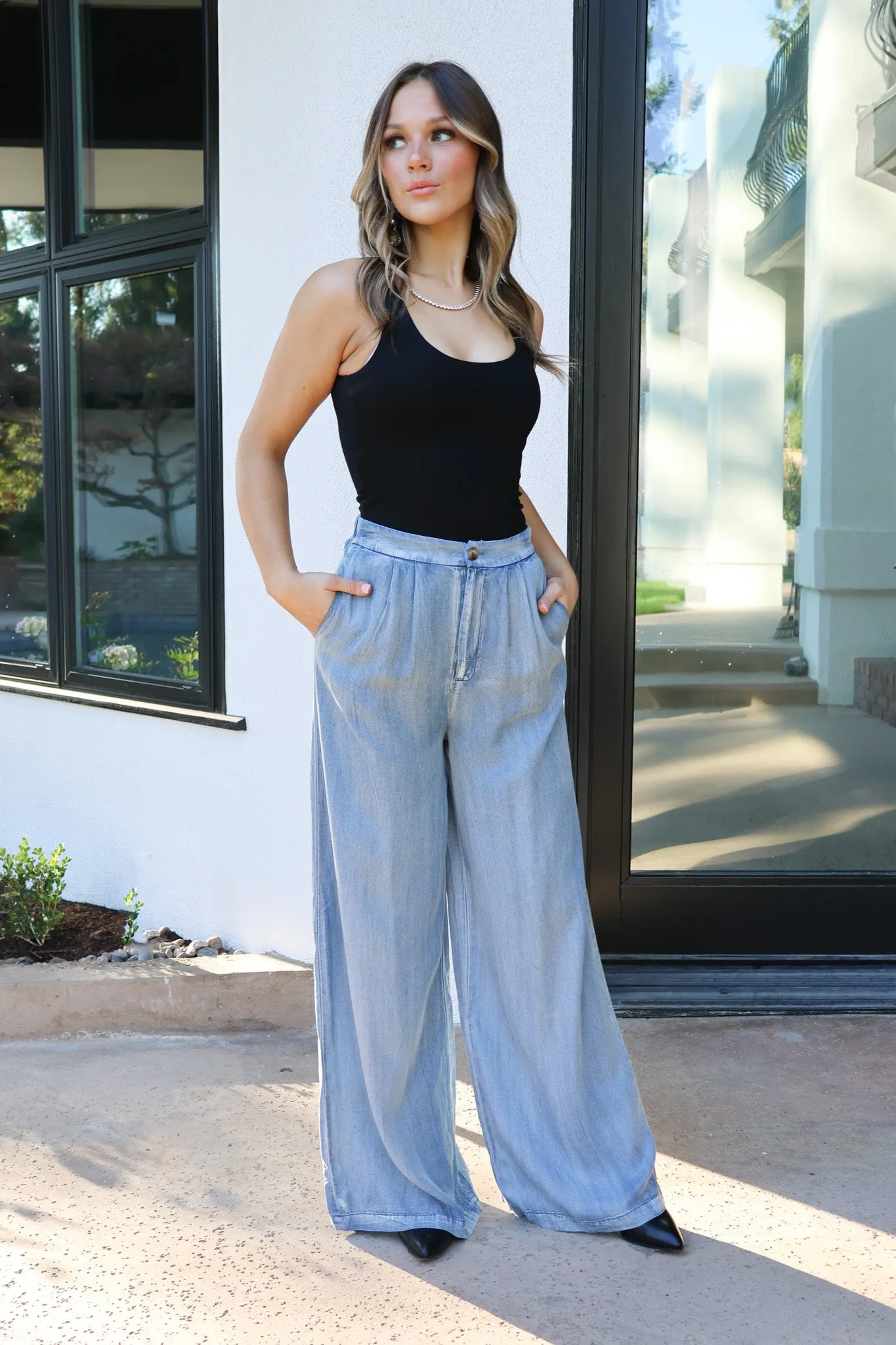 Kaylie Wide Leg Denim Pants