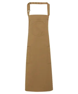 Khaki - Chino cotton bib apron