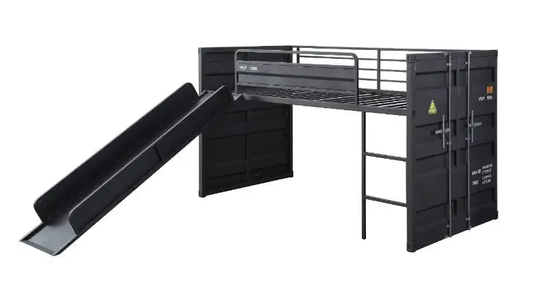 Lena Shipping Container Style Twin Loft Bed, Gunmetal Finished