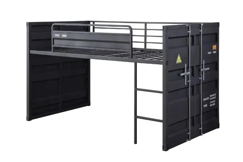 Lena Shipping Container Style Twin Loft Bed, Gunmetal Finished