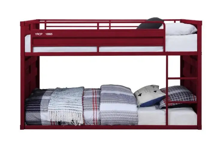 Lena Shipping Container Style Twin/Twin Metal Bunk Bed, Red