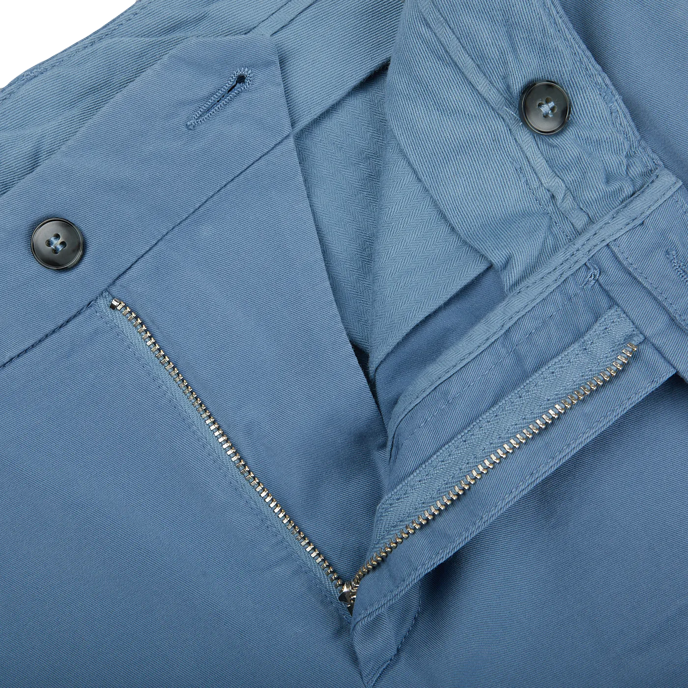 Light Blue Cotton Stretch Flat Front Chinos