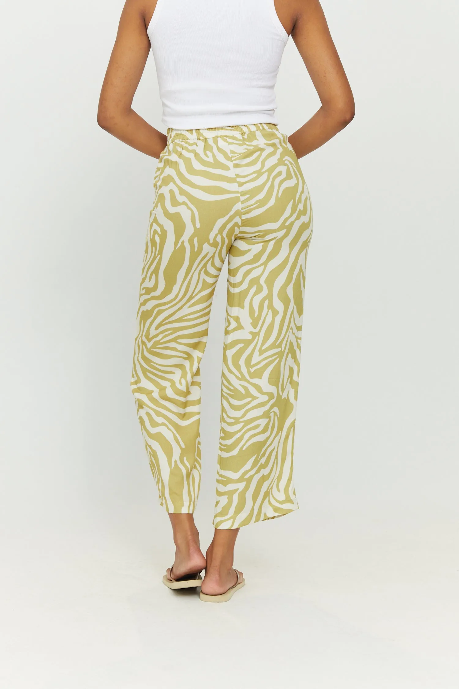 Lilby Printed Pants Celery Green