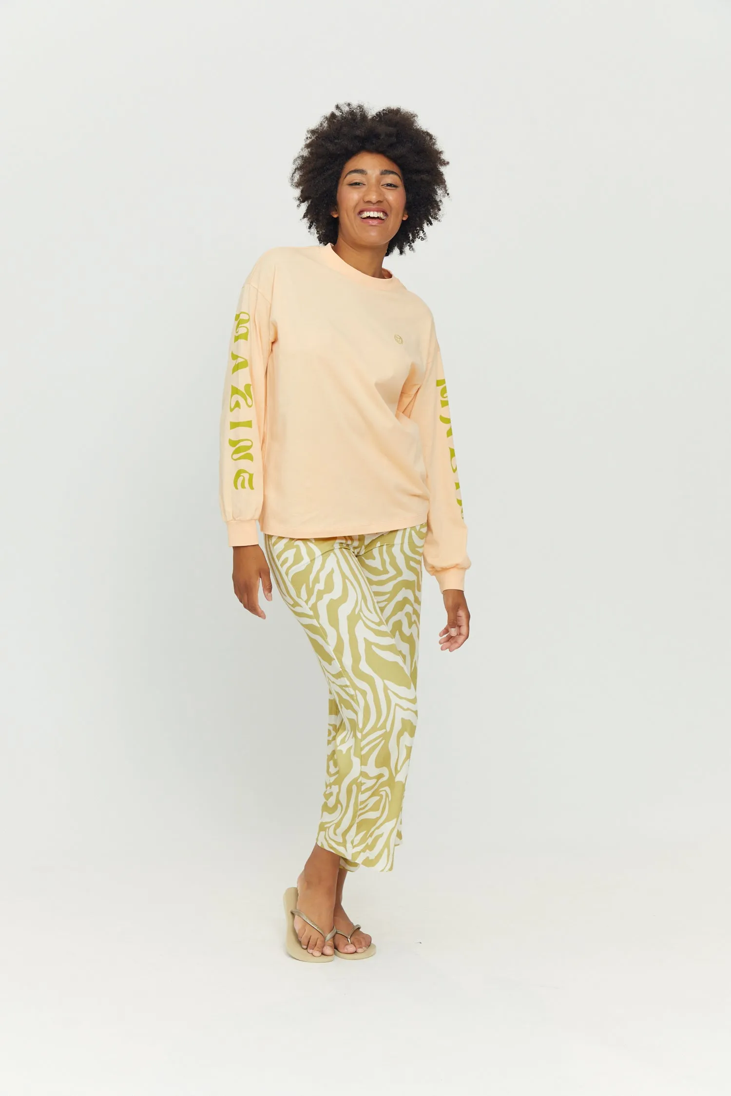 Lilby Printed Pants Celery Green