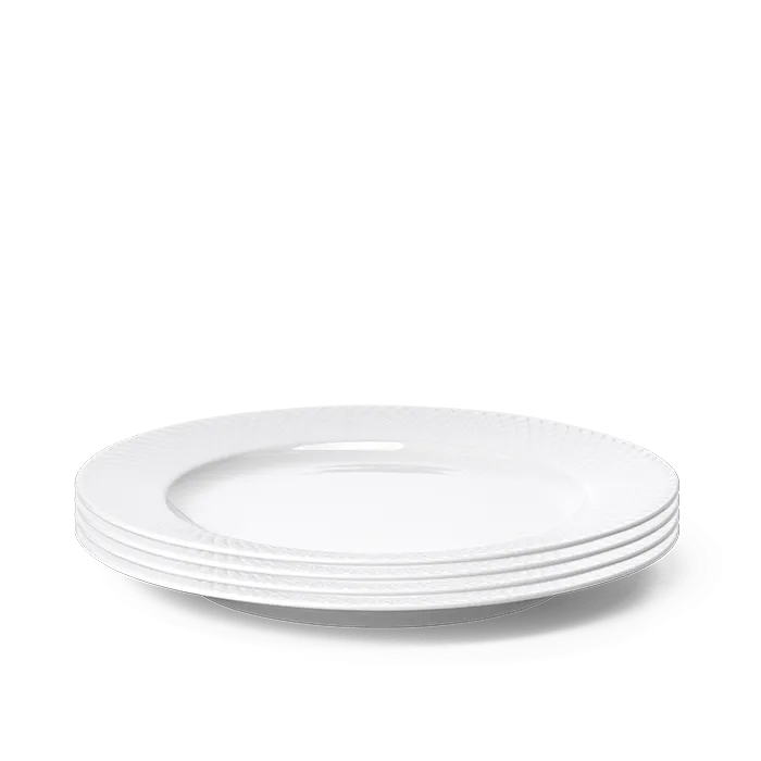 Lyngby Porcelæn Rhombe Plate Set, White, Ø: 10.6", 4 Pcs.