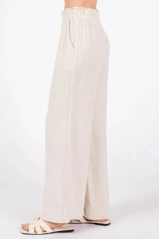 Lyrica Elastic Waist Wide Leg Pant (Assorted Colors)