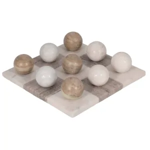 Marble Tic-Tac-Toe, White/Beige