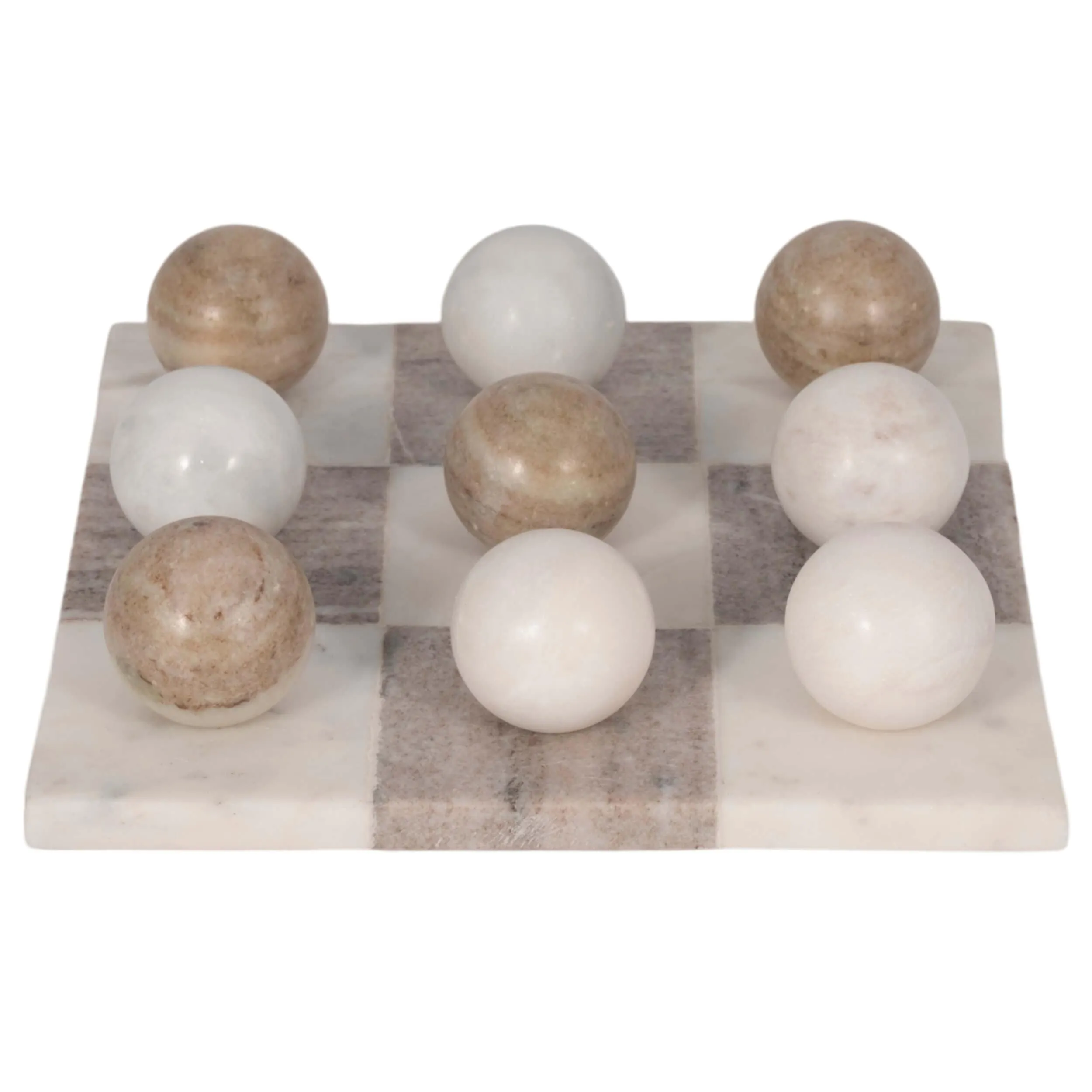 Marble Tic-Tac-Toe, White/Beige