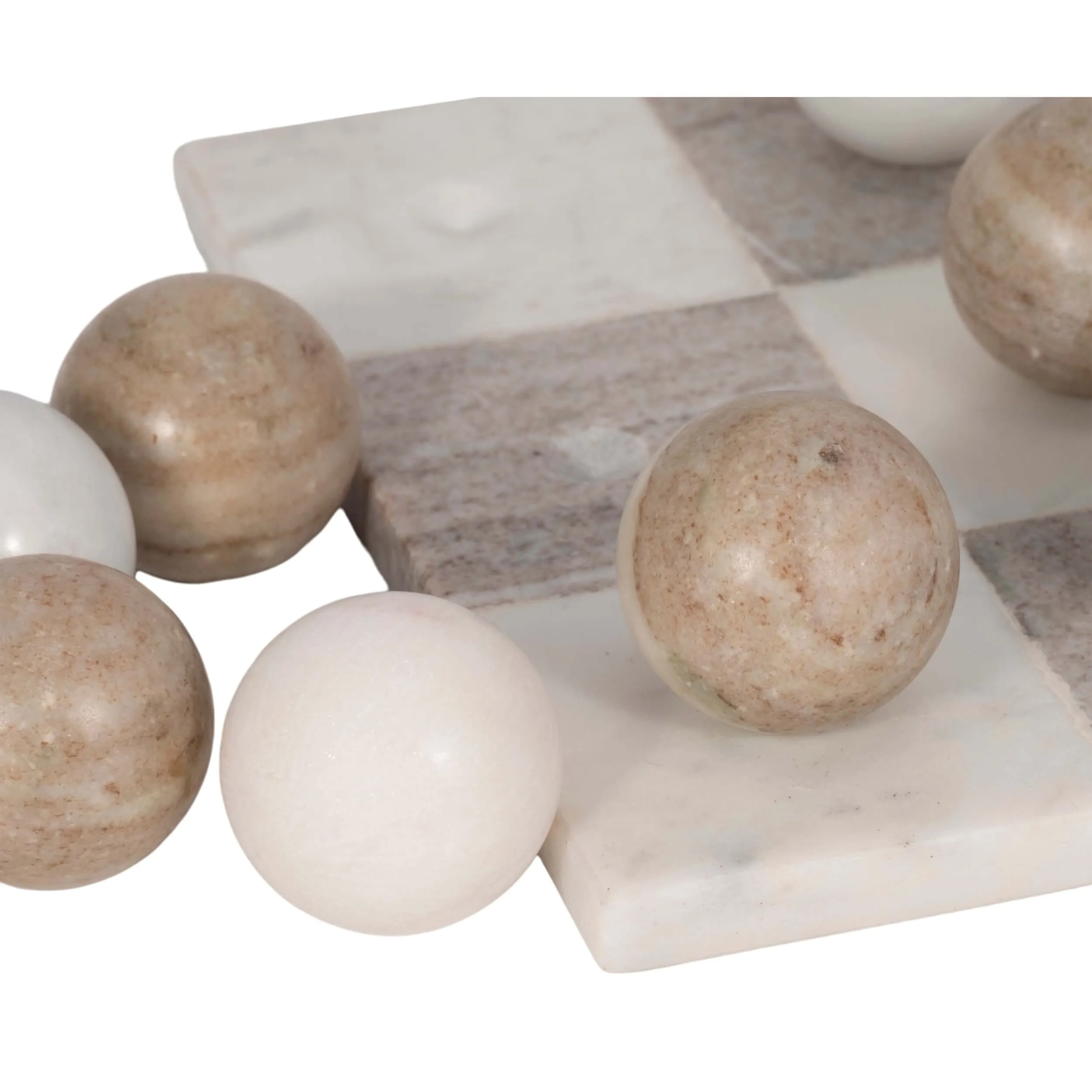 Marble Tic-Tac-Toe, White/Beige