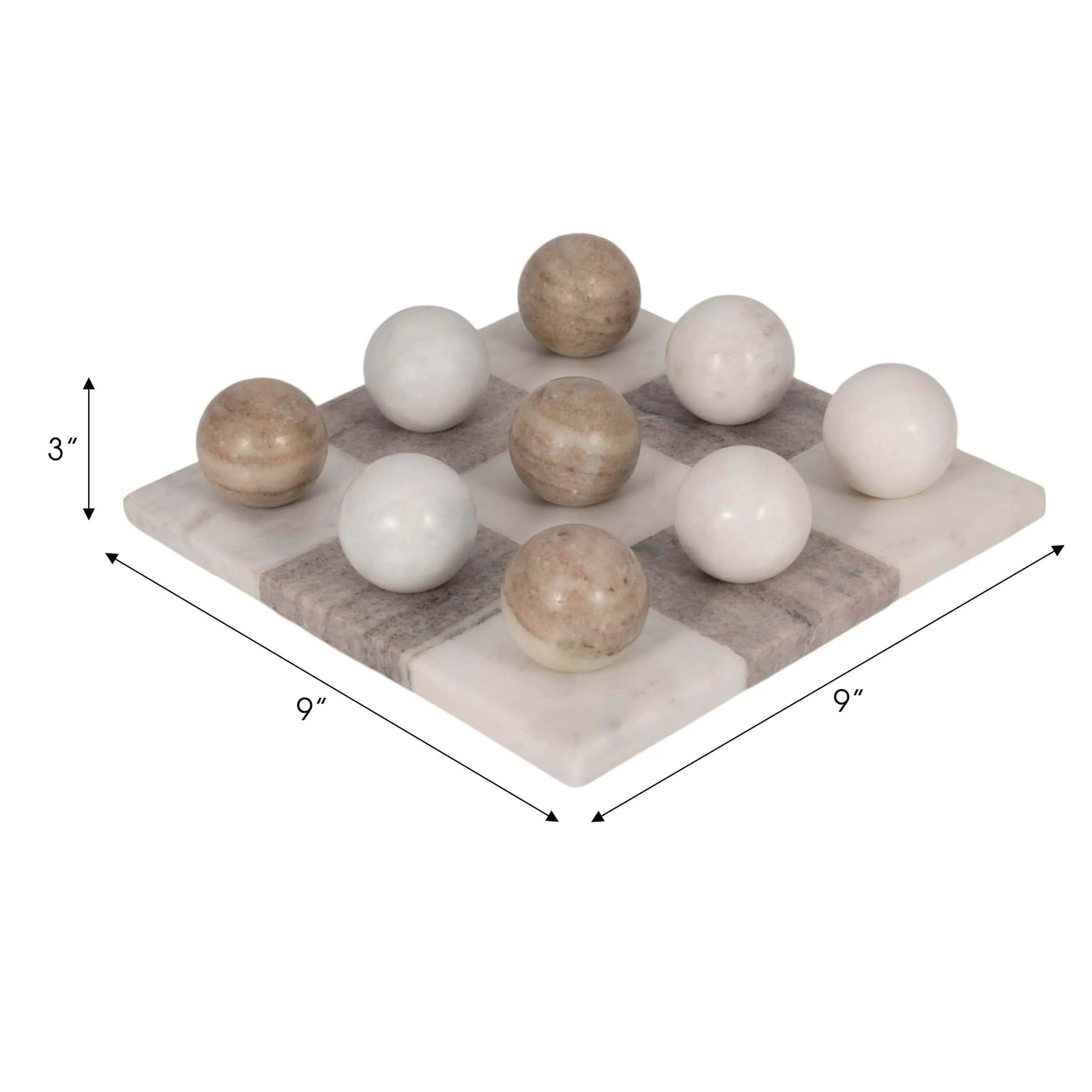 Marble Tic-Tac-Toe, White/Beige