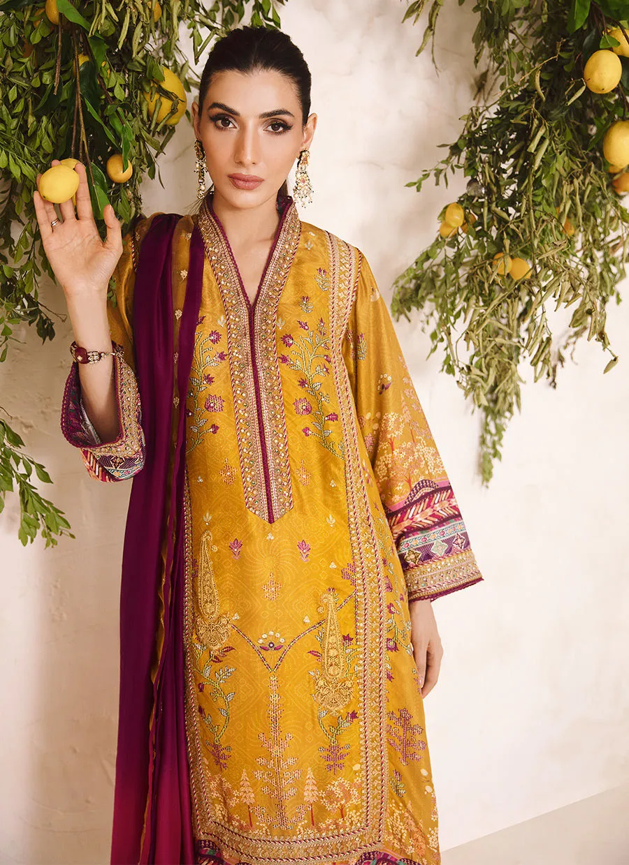 Mayna Festive Luxe Pret 23 - Zarf Ochre Shirt And Dupatta