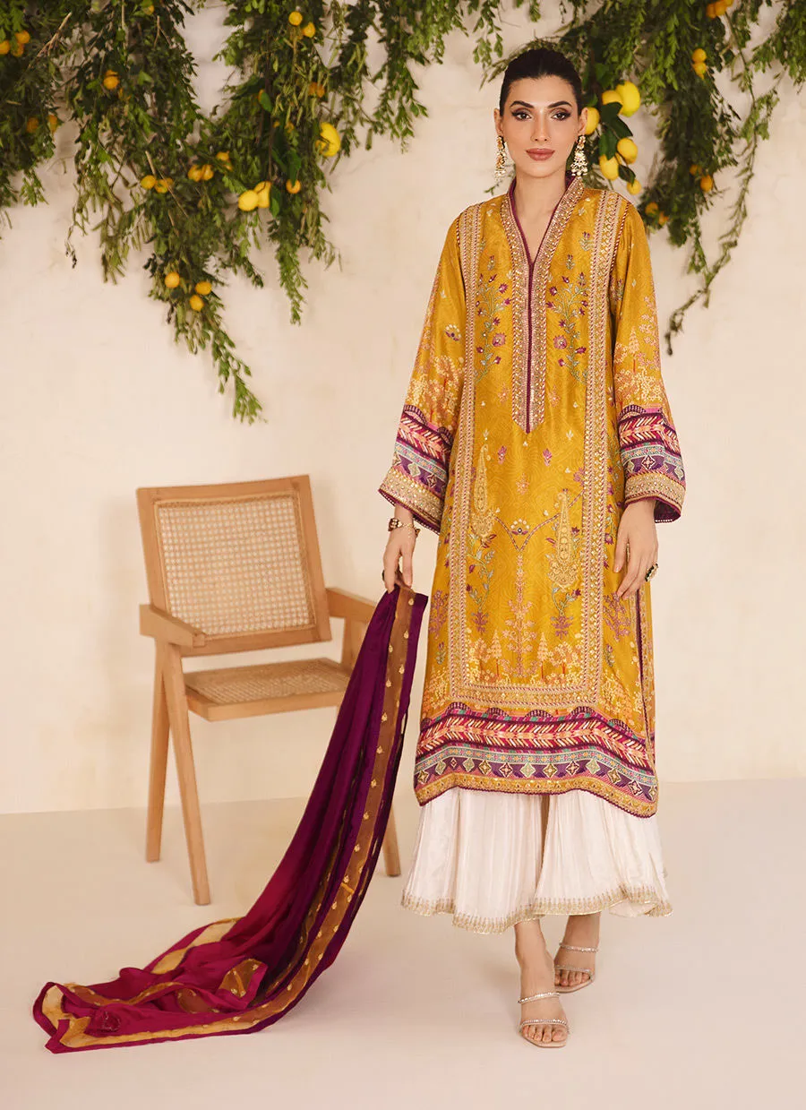 Mayna Festive Luxe Pret 23 - Zarf Ochre Shirt And Dupatta