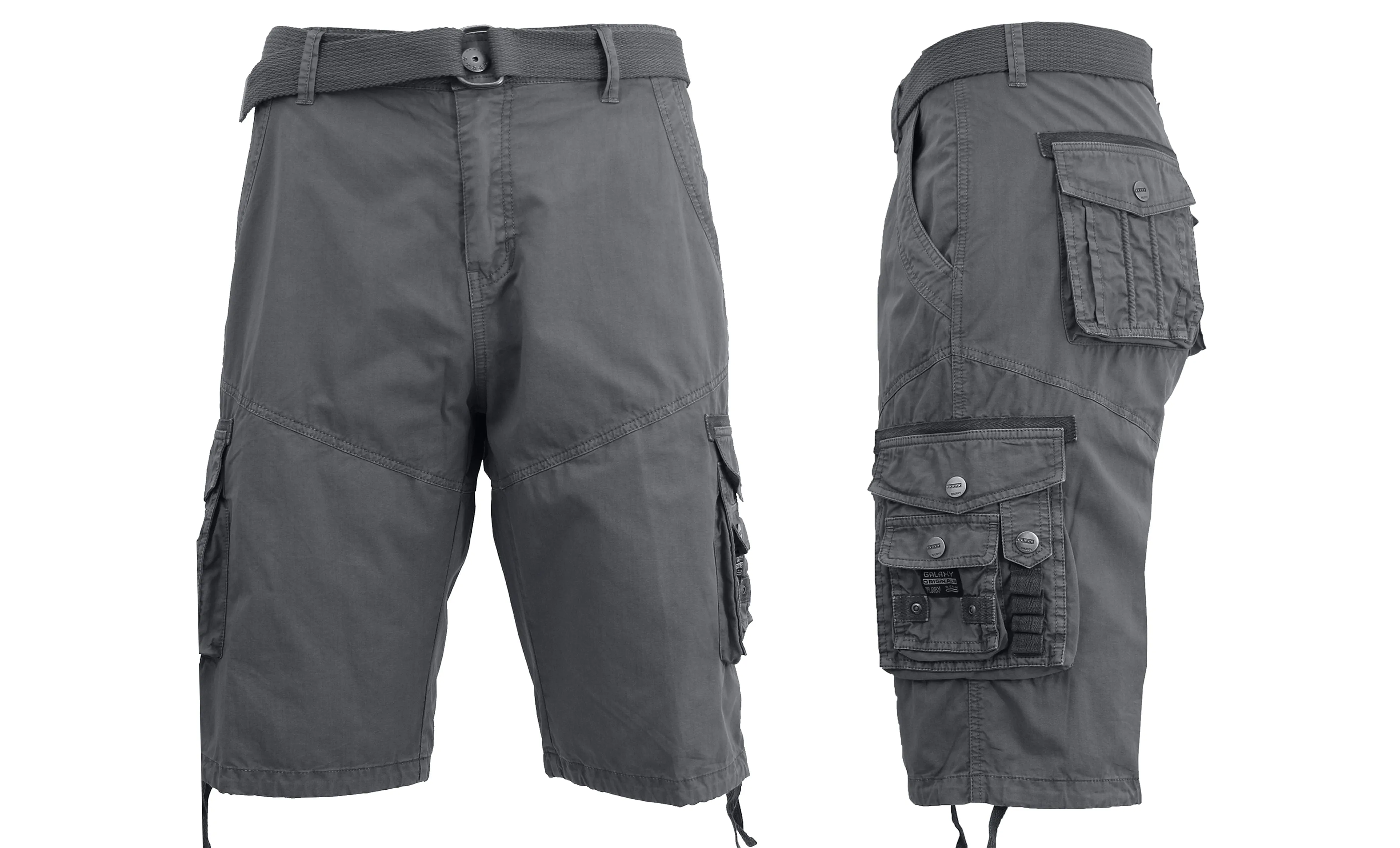 Mens Belted Cotton Vintage Cargo Shorts