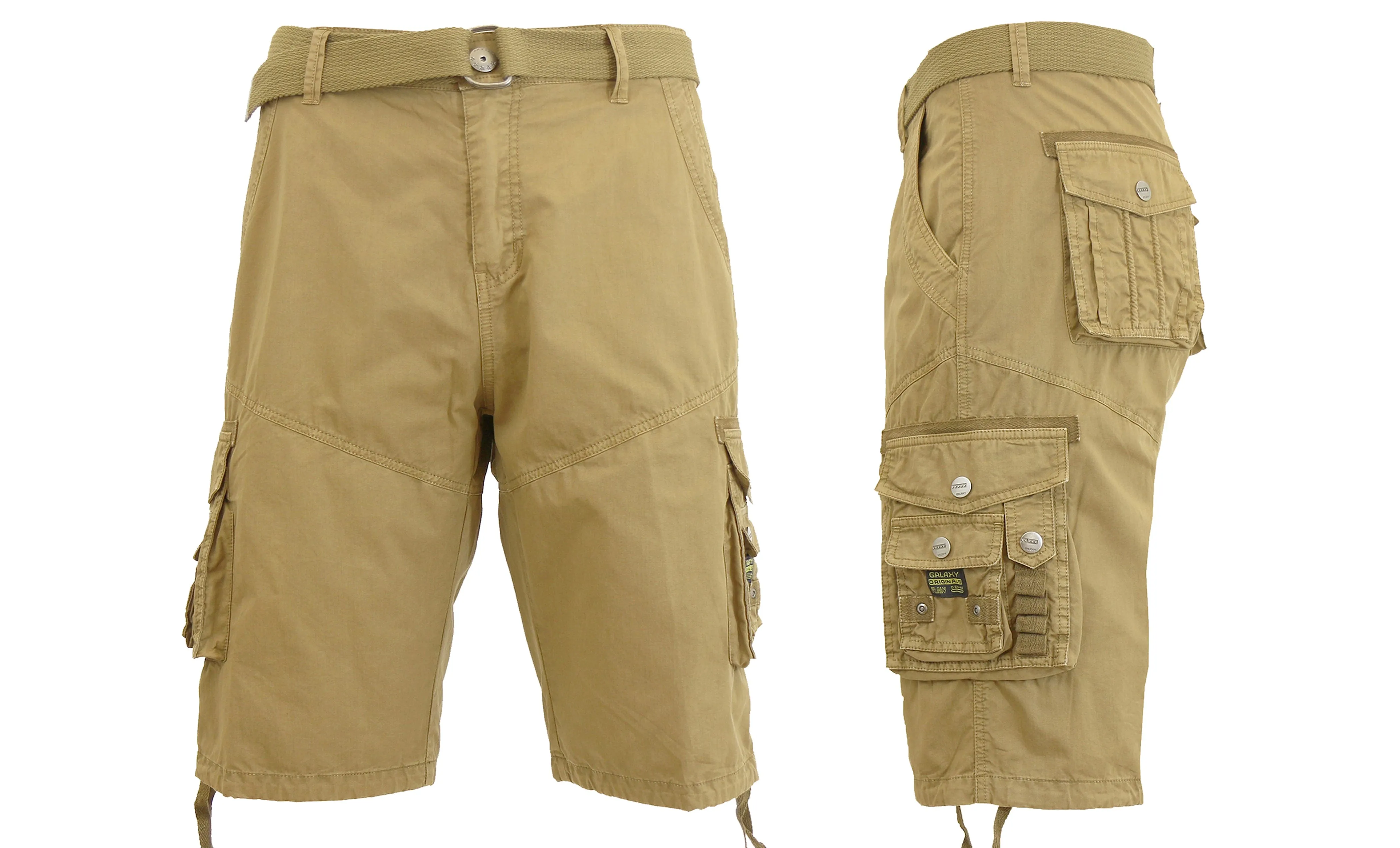 Mens Belted Cotton Vintage Cargo Shorts