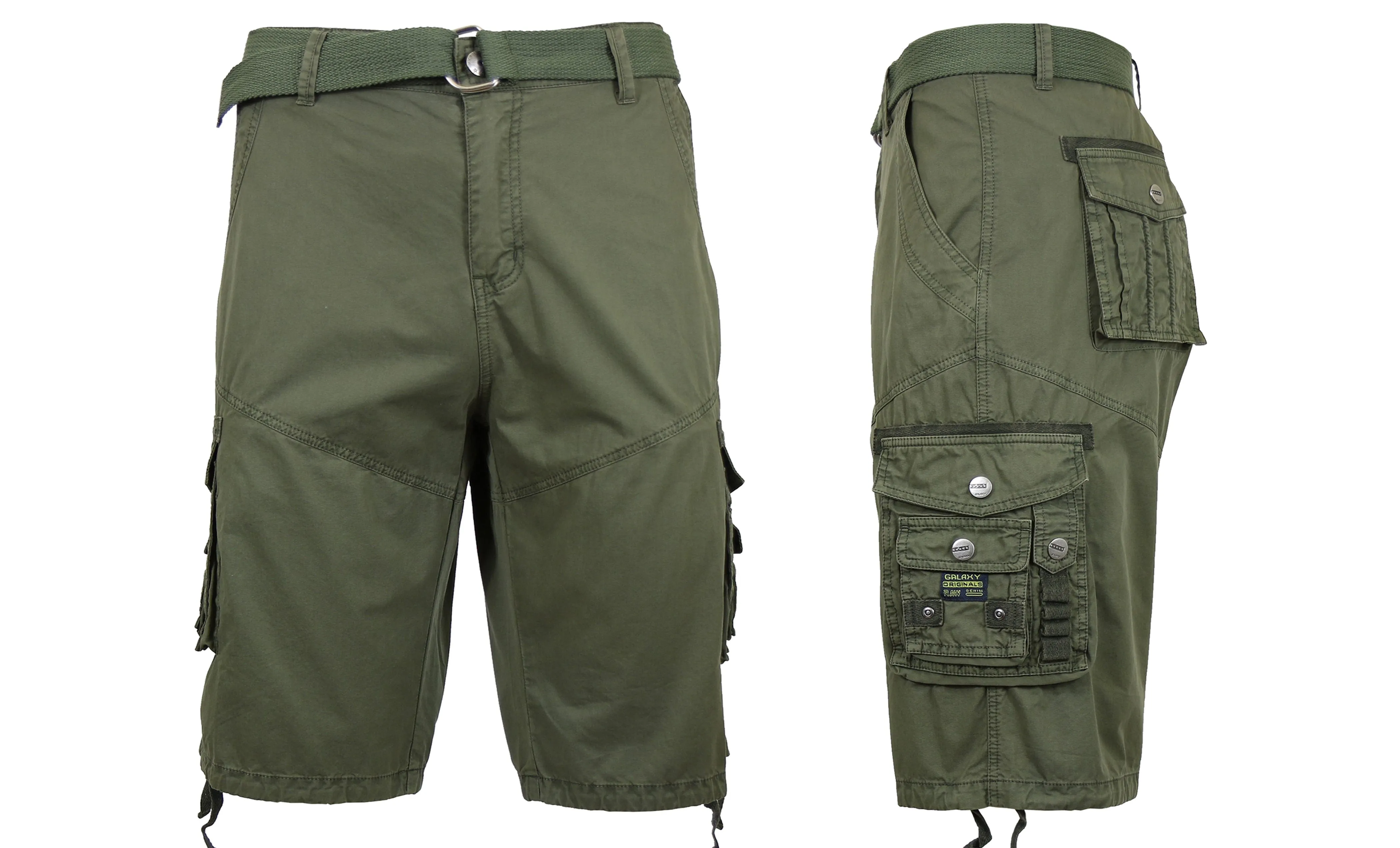 Mens Belted Cotton Vintage Cargo Shorts