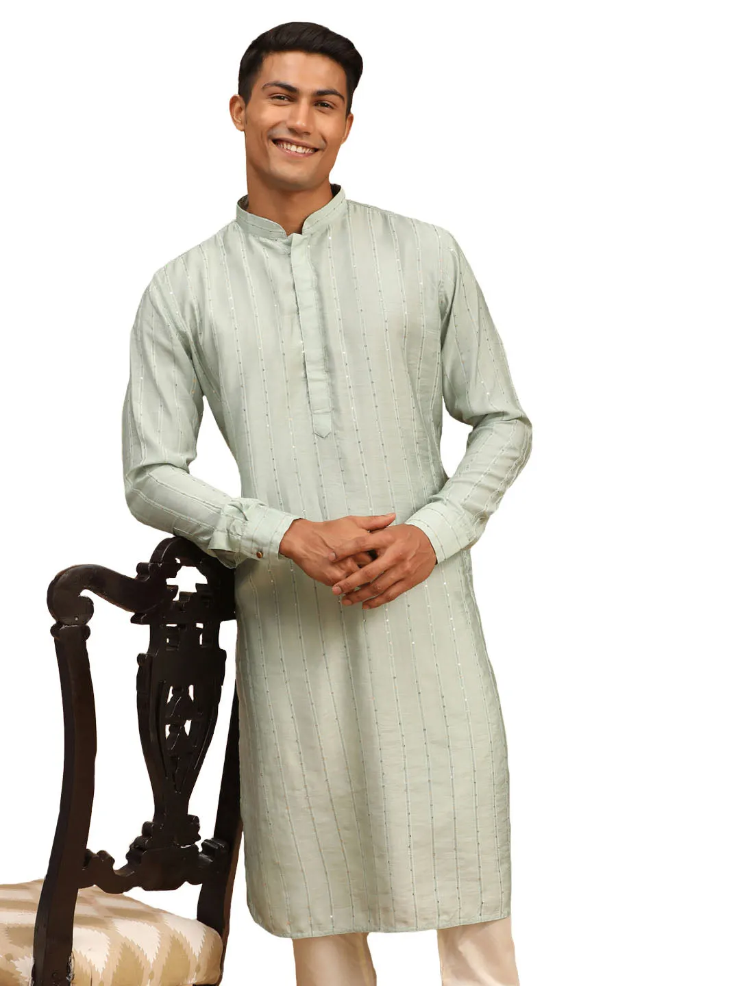 Men's Green Cotton Kurta - Shrestha By Vastramay