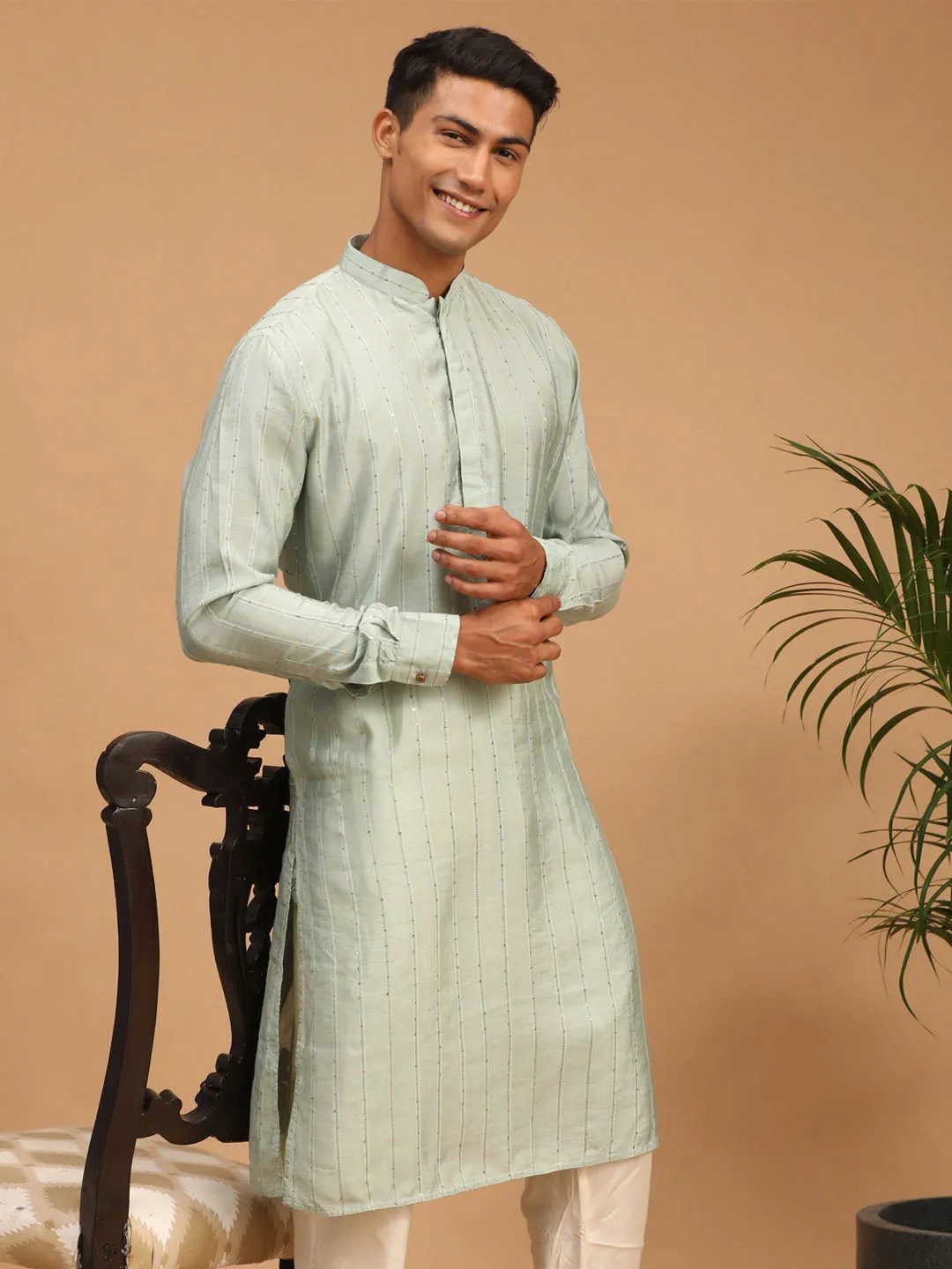 Men's Green Cotton Kurta - Shrestha By Vastramay