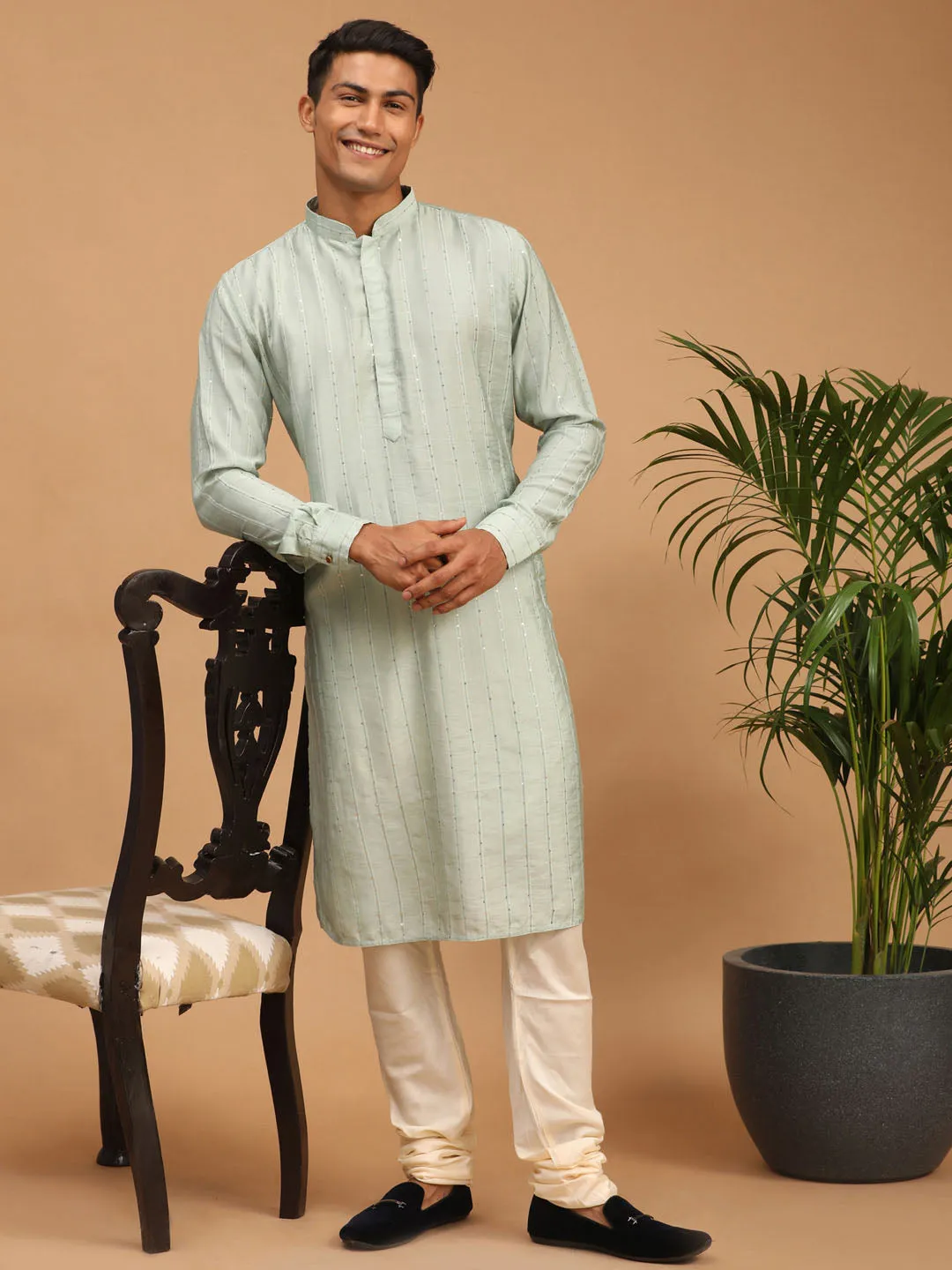 Men's Green Cotton Kurta - Shrestha By Vastramay