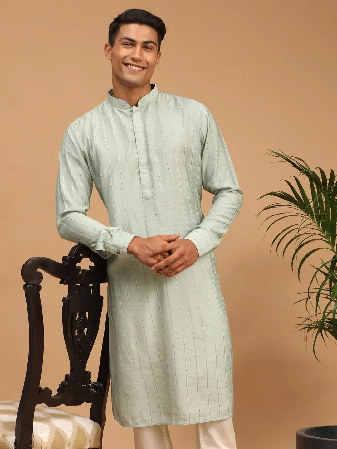 Men's Green Cotton Kurta - Shrestha By Vastramay