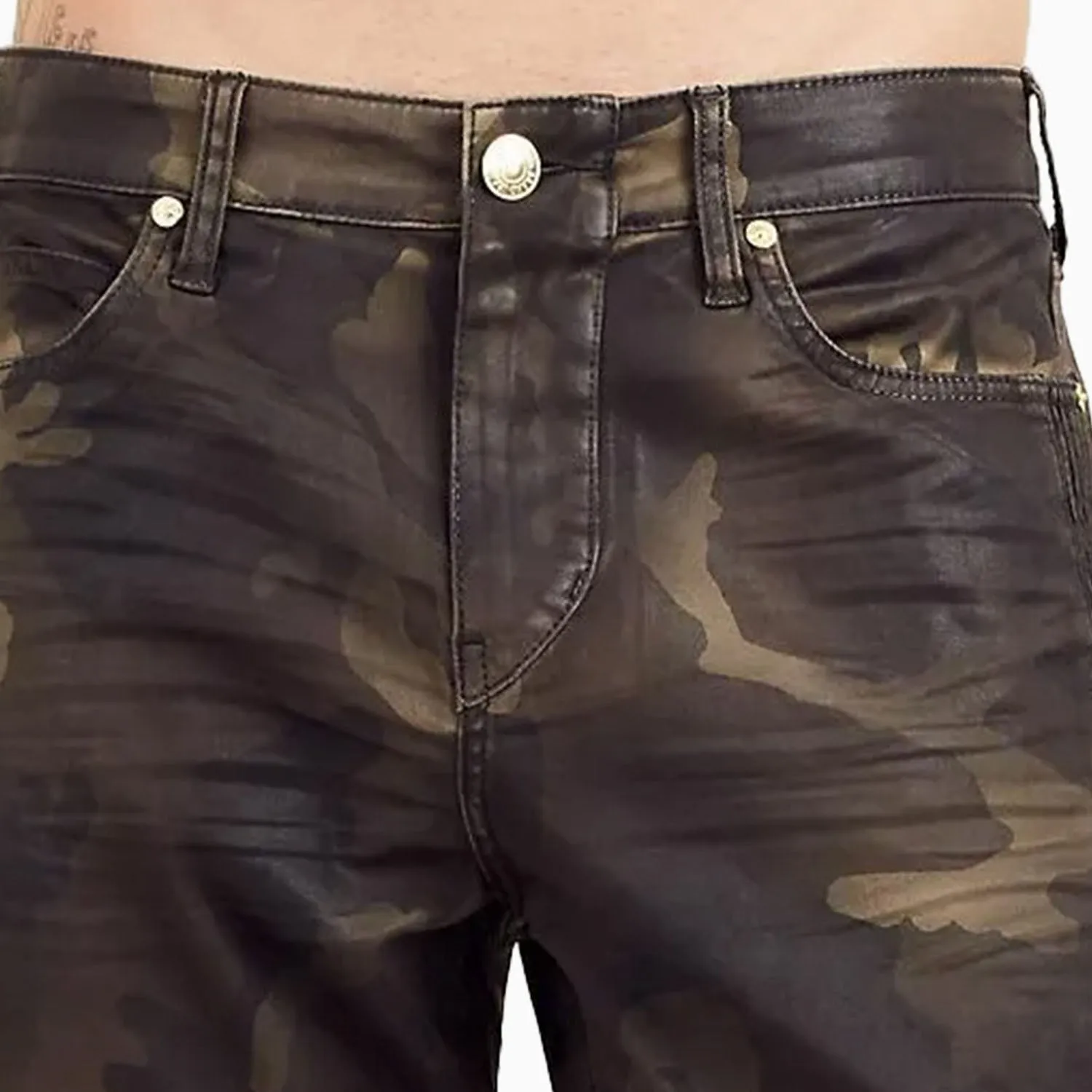 Men's Mid Rise Camouflage Print Denim Jean Pant