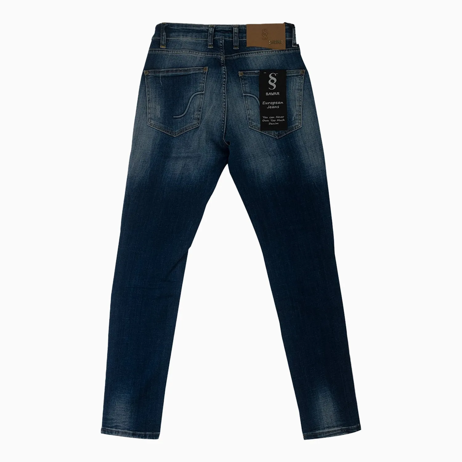 Men's Ribbed Dark Blue Denim Pant