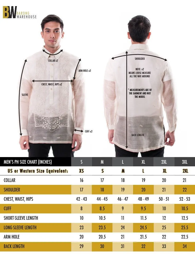 MO26 - MADE-TO-ORDER - Organza Pina Barong Tagalog with Lining Aqua Blue