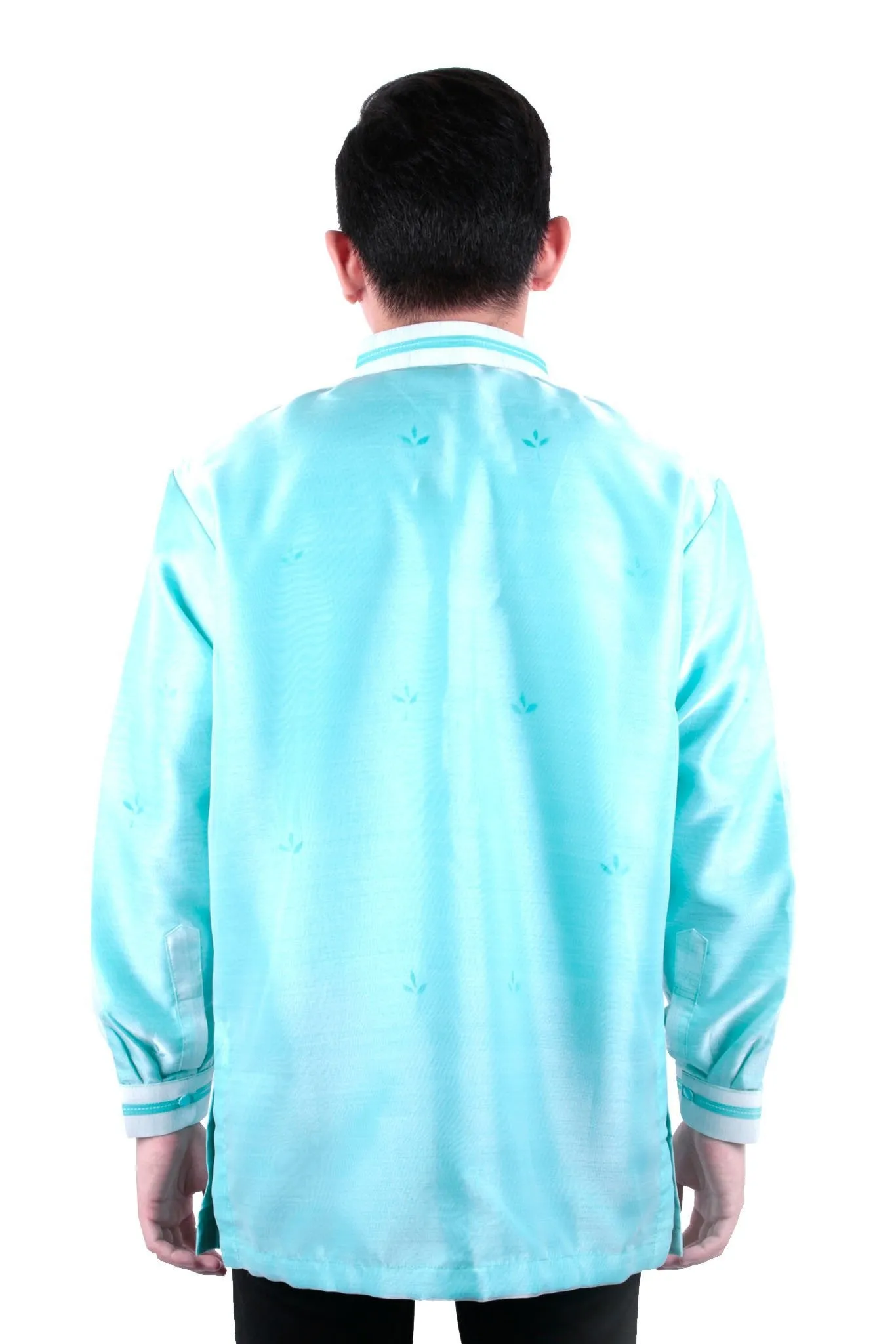 MO26 - MADE-TO-ORDER - Organza Pina Barong Tagalog with Lining Aqua Blue